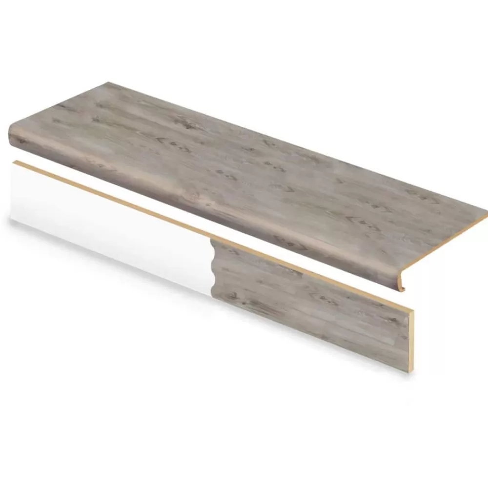Banff Gray Hickory Stair Tread And Reversible Riser Kit 47 In. L X 12-1/8 In. W X 2-3/16 In. T By Cap A Tread | * Best Sale
