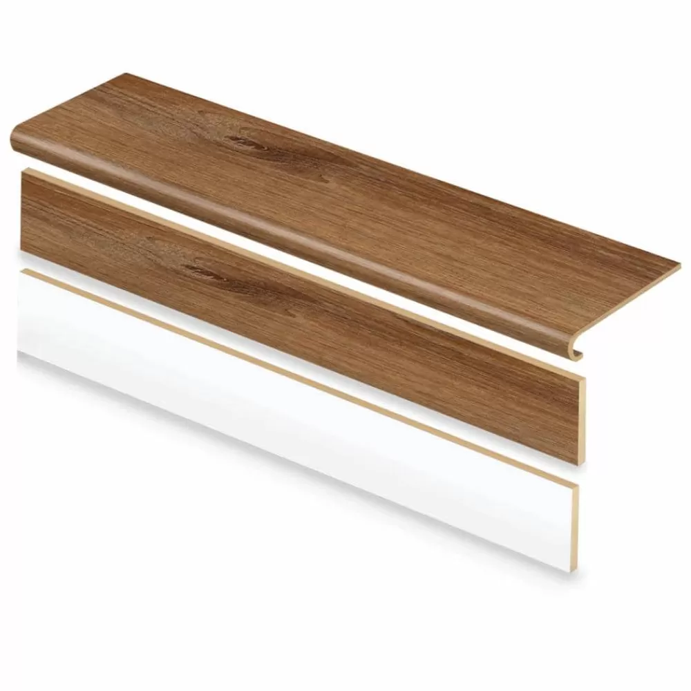 Burnt Oak/Auburn Wood Stair Tread & Reversible Riser Kit 47 In. L X 12-1/8 In. W X 1-11/16 In. T For Stairs 1 In. Thick By Cap A Tread | * Sale