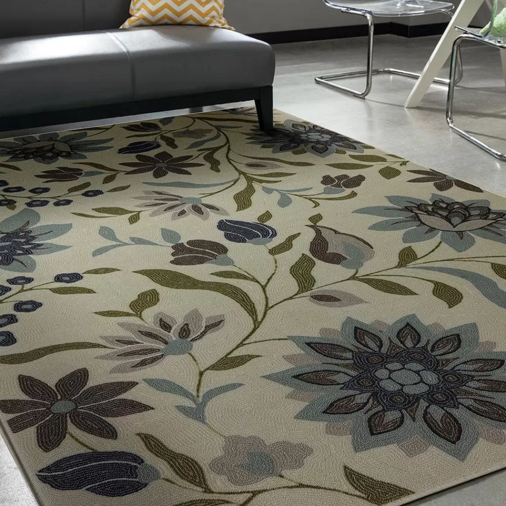 Clarita Blue 5 Ft. X 8 Ft. Floral Area Rug By Mohawk Home | * New