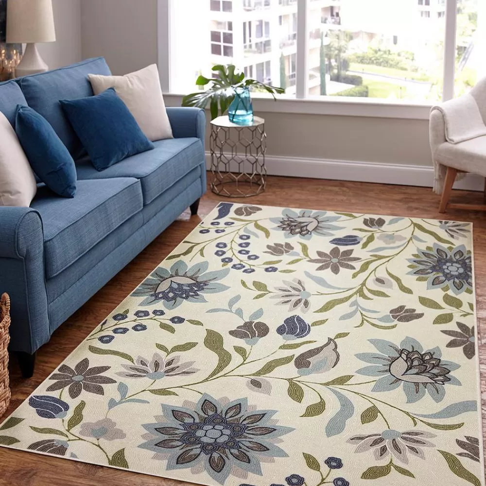 Clarita Blue 5 Ft. X 8 Ft. Floral Area Rug By Mohawk Home | * New