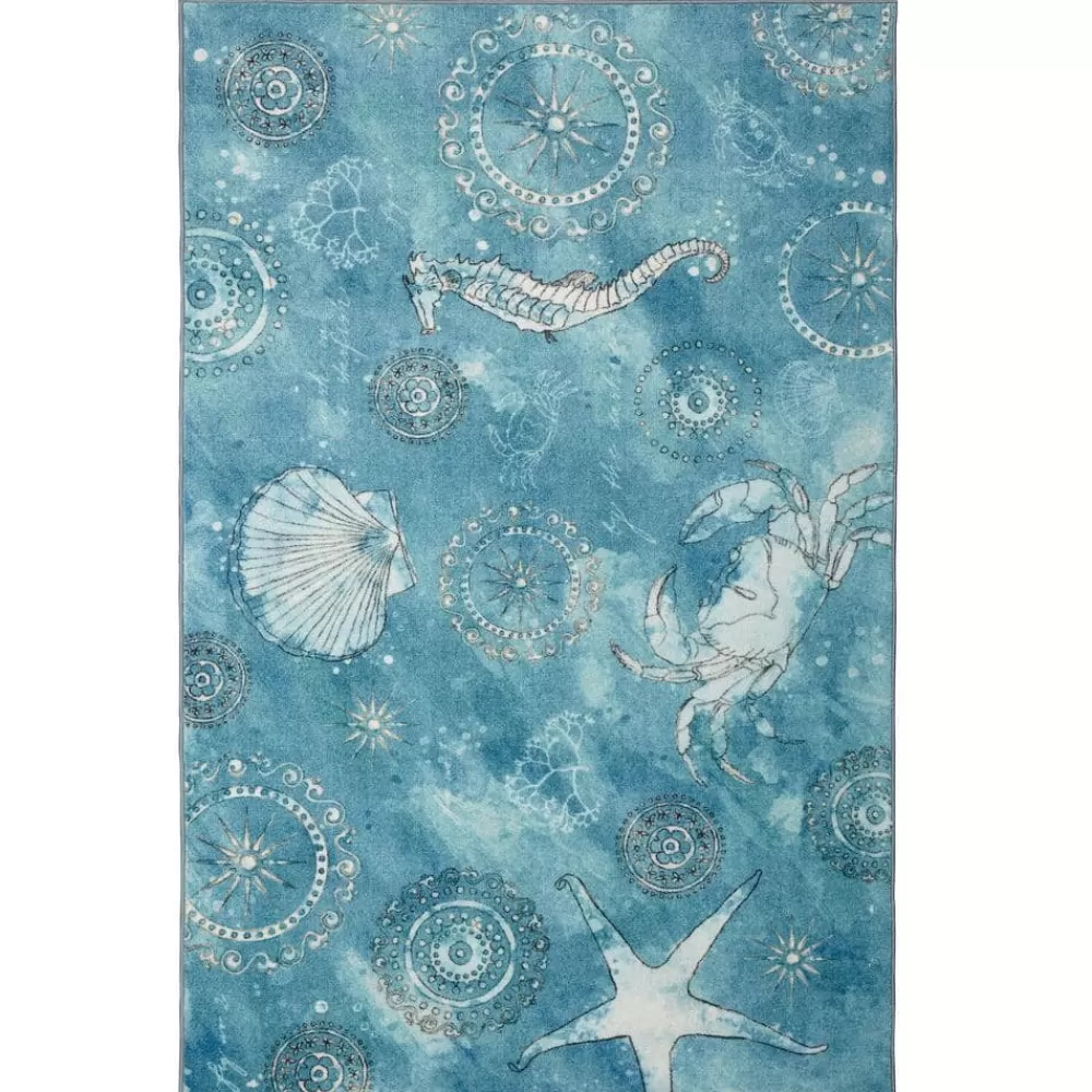 Coastal Splash Aqua 5 Ft. X 8 Ft. Area Rug By Mohawk Home | * Store
