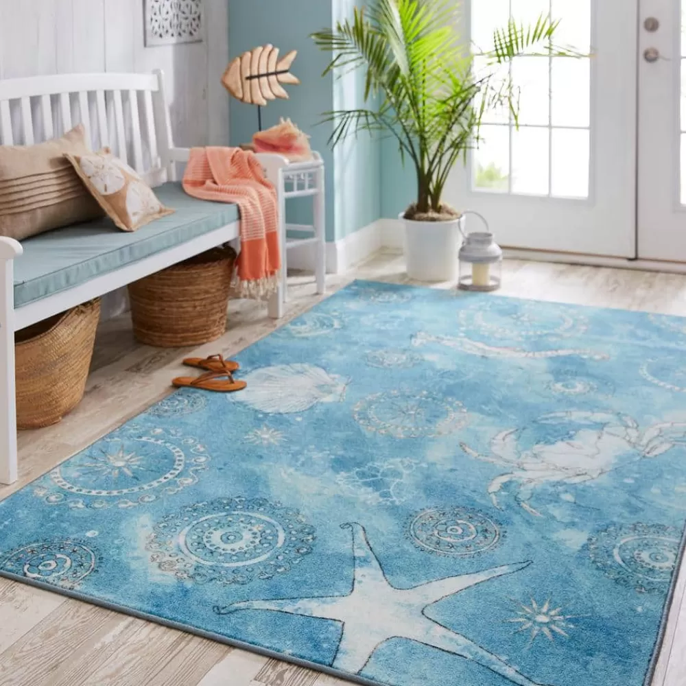 Coastal Splash Aqua 5 Ft. X 8 Ft. Area Rug By Mohawk Home | * Store