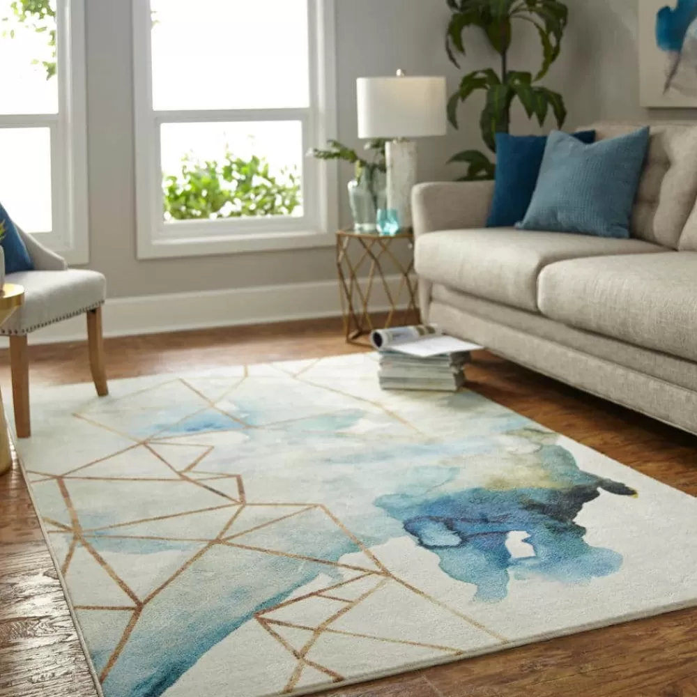Cognition Water Cream 10 Ft. X 14 Ft. Abstract Area Rug By Mohawk Home | * Shop