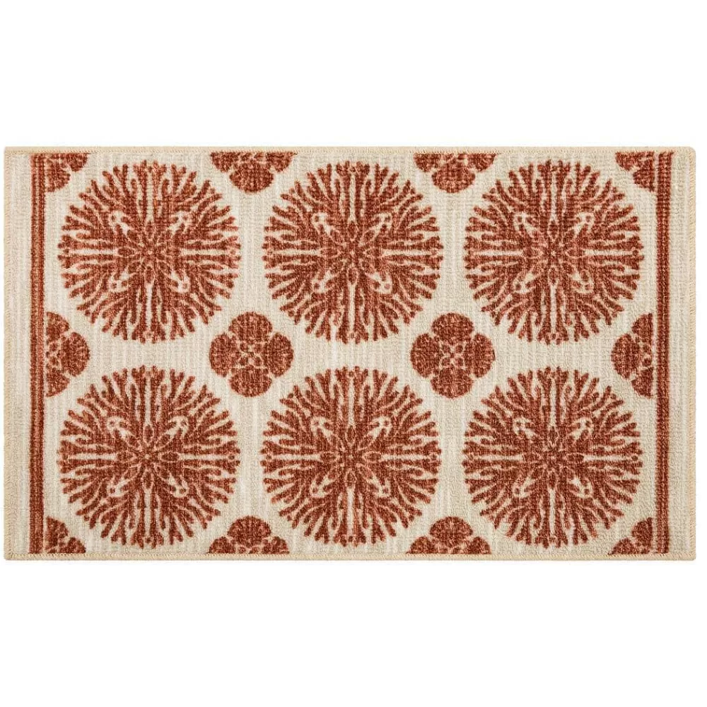 Coral Medallion Spice 1 Ft. 8 In. X 2 Ft. 10 In. Medallion Machine Washable Area Rug By Mohawk Home | * Store