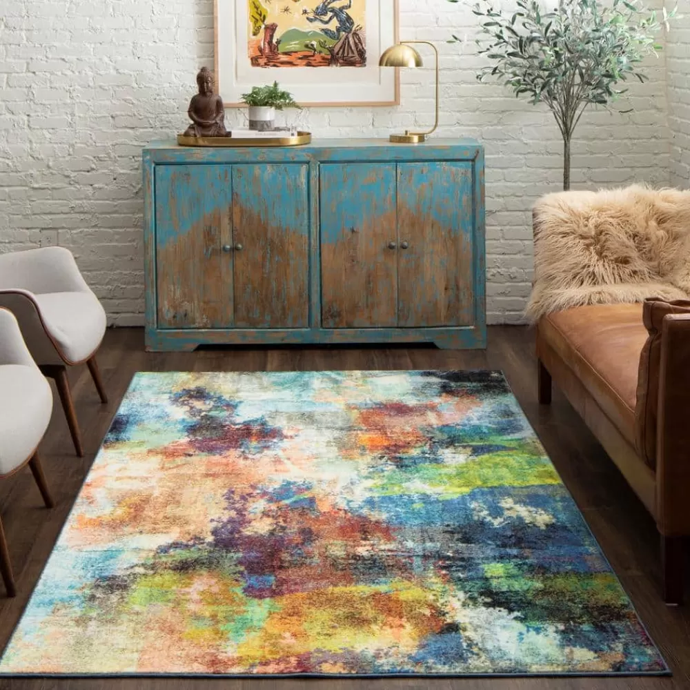 Decollage Multi 4 Ft. X 6 Ft. Abstract Area Rug By Mohawk Home | * New