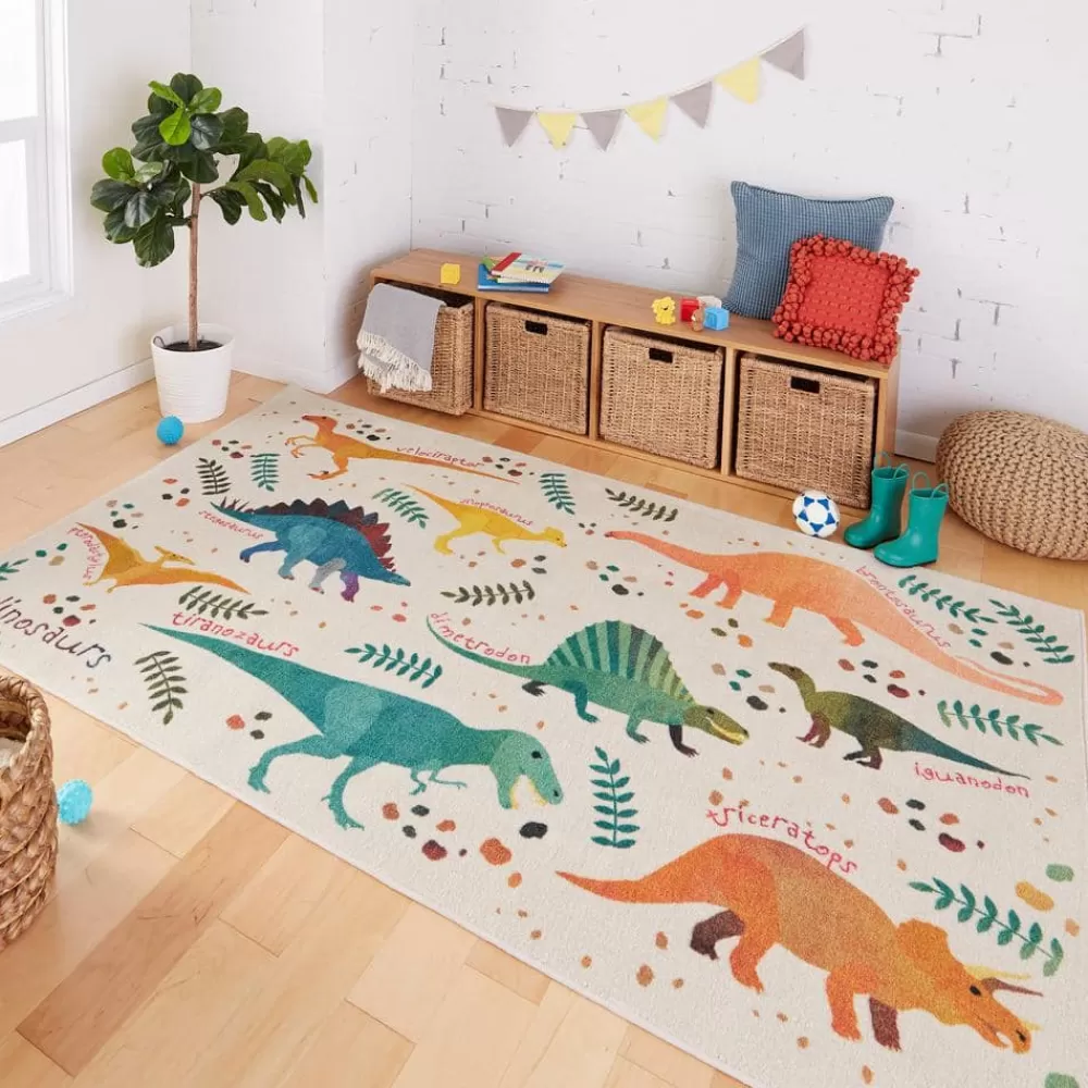 Dino Jungle Cream 5 Ft. X 8 Ft. Contemporary Area Rug By Mohawk Home | * Online