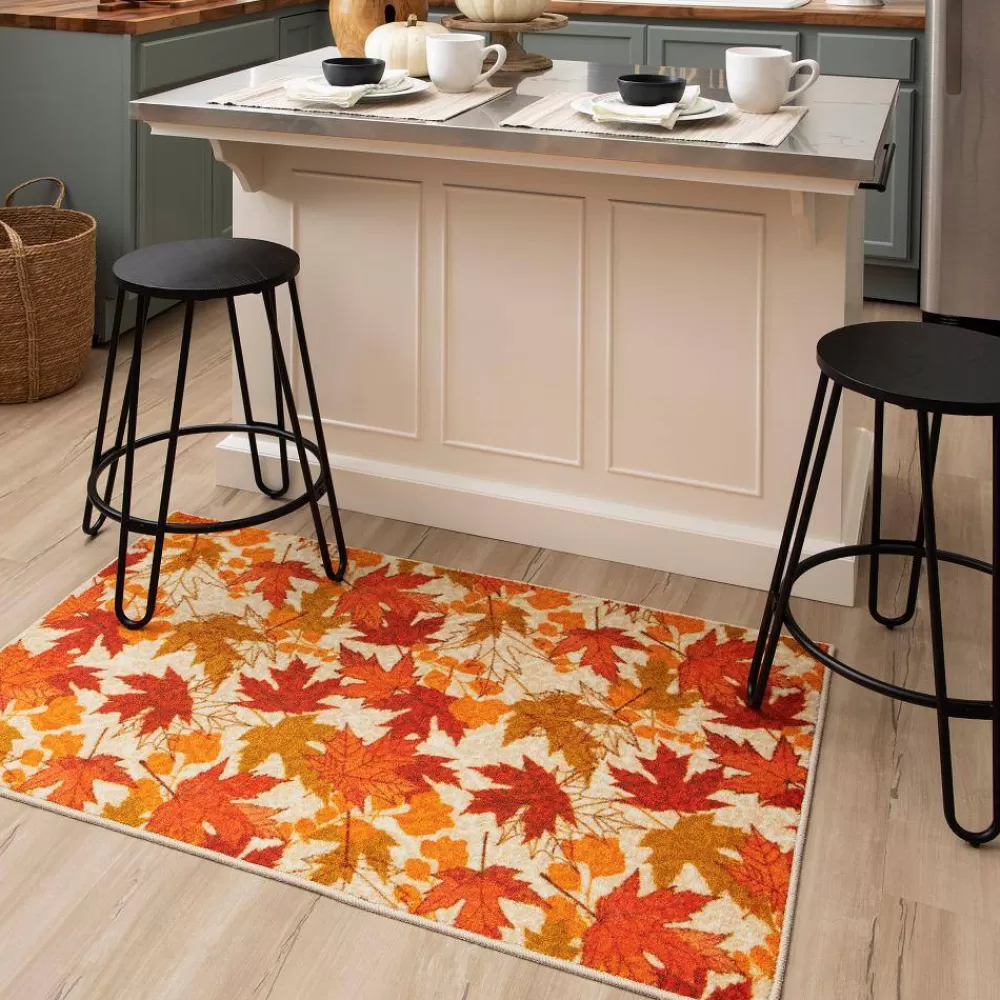 Fall Leaves Multi 2 Ft. 6 In. X 4 Ft. 2 In. Machine Washable Area Rug By Mohawk Home | * Flash Sale