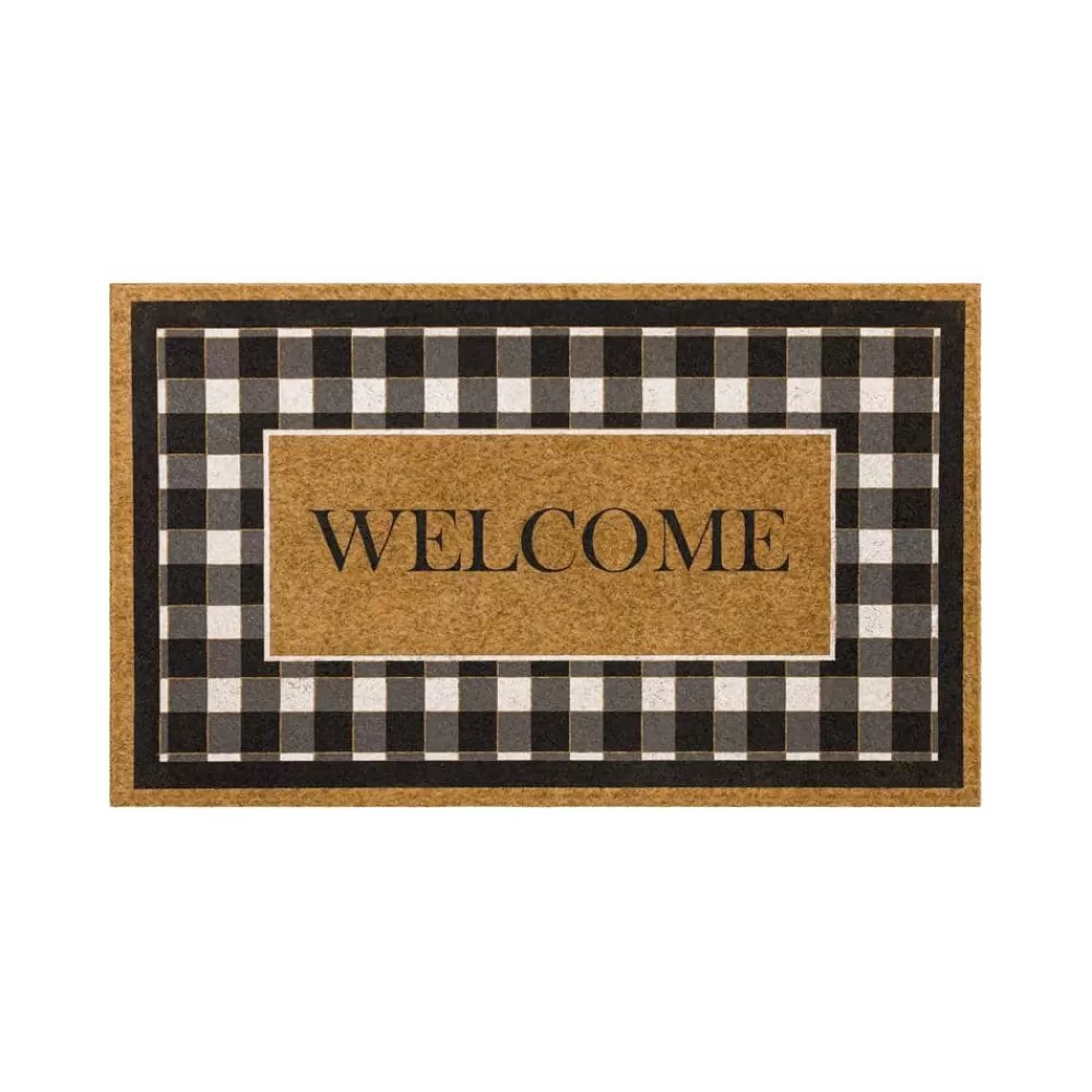 Fall Welcome Check Natural 18 In. X 30 In. Faux Coir Doormat By Mohawk Home | * Store
