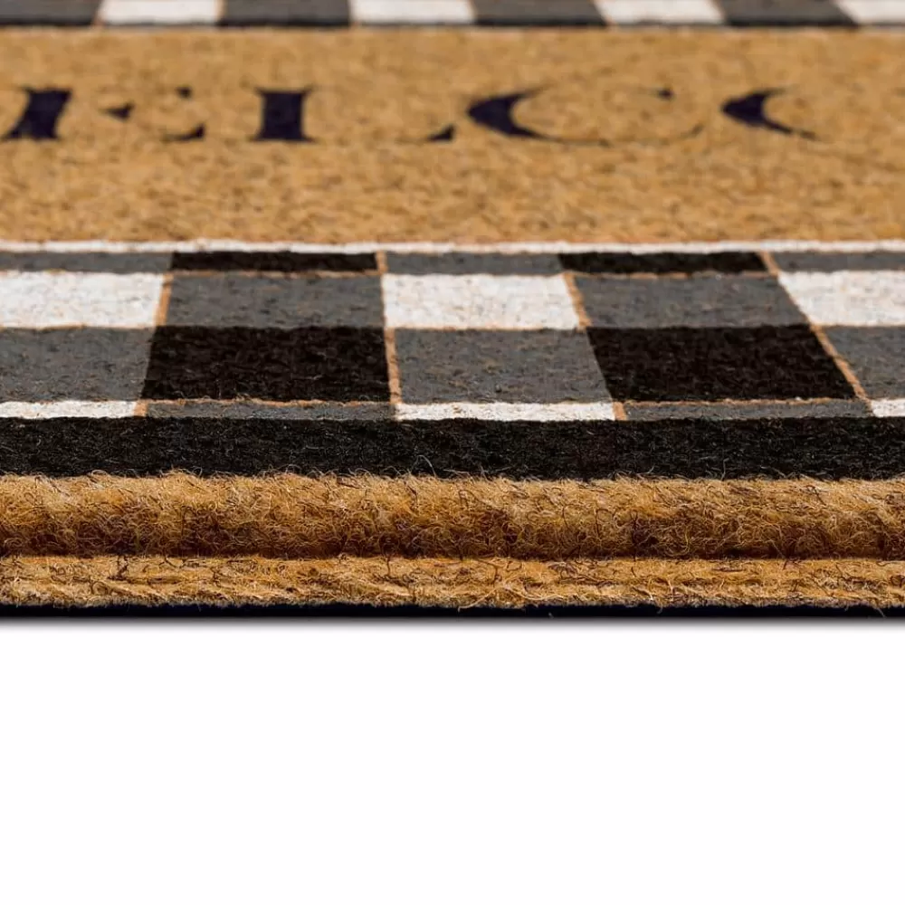 Fall Welcome Check Natural 18 In. X 30 In. Faux Coir Doormat By Mohawk Home | * Store