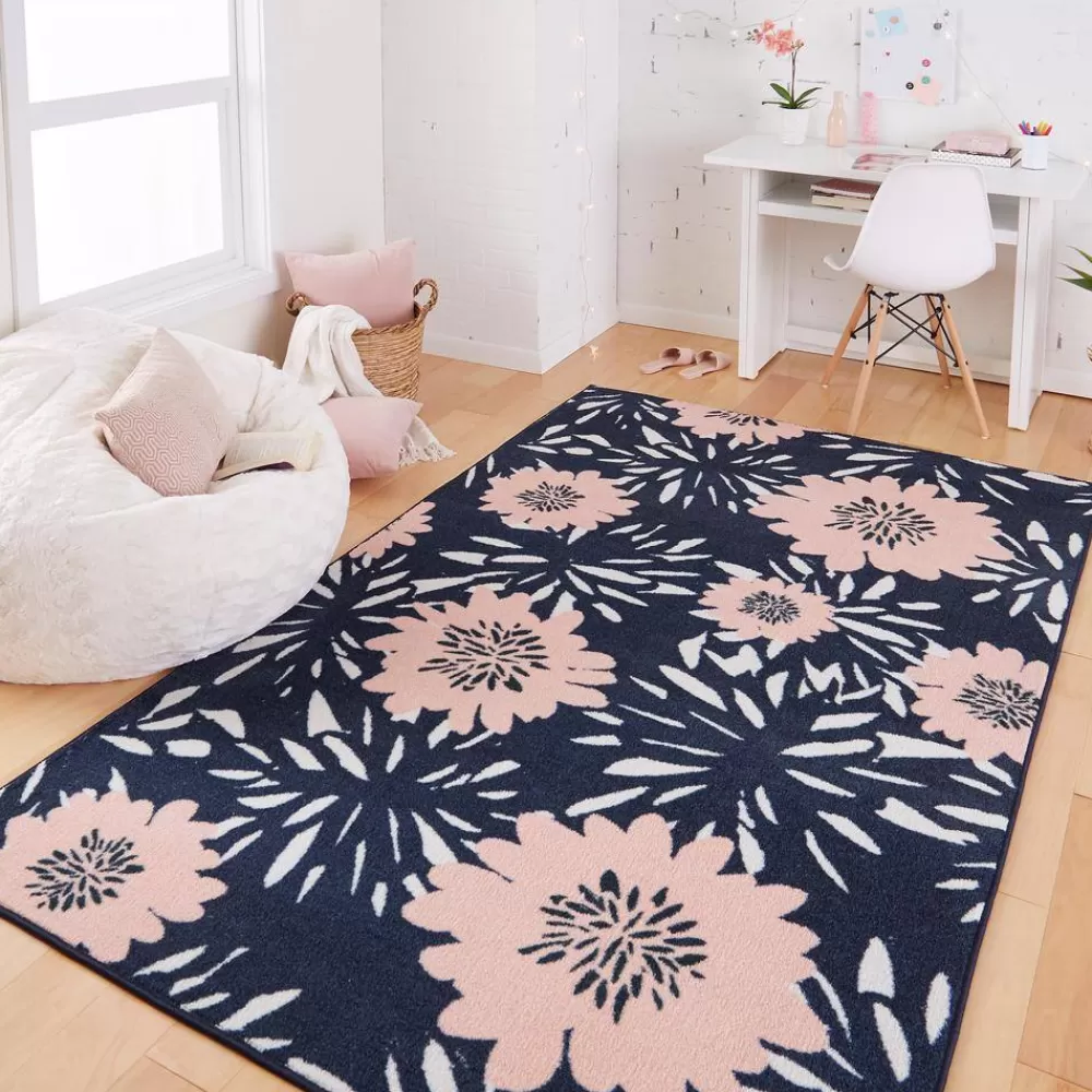 Flower Burst Navy 5 Ft. X 8 Ft. Floral Area Rug By Mohawk Home | * Store