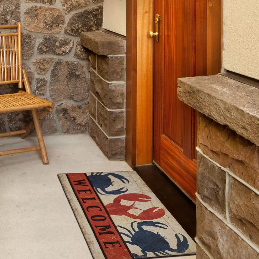 Fresh Nautical Welcome 18 In. X 30 In. Recycled Rubber Door Mat By Mohawk Home | * Best Sale
