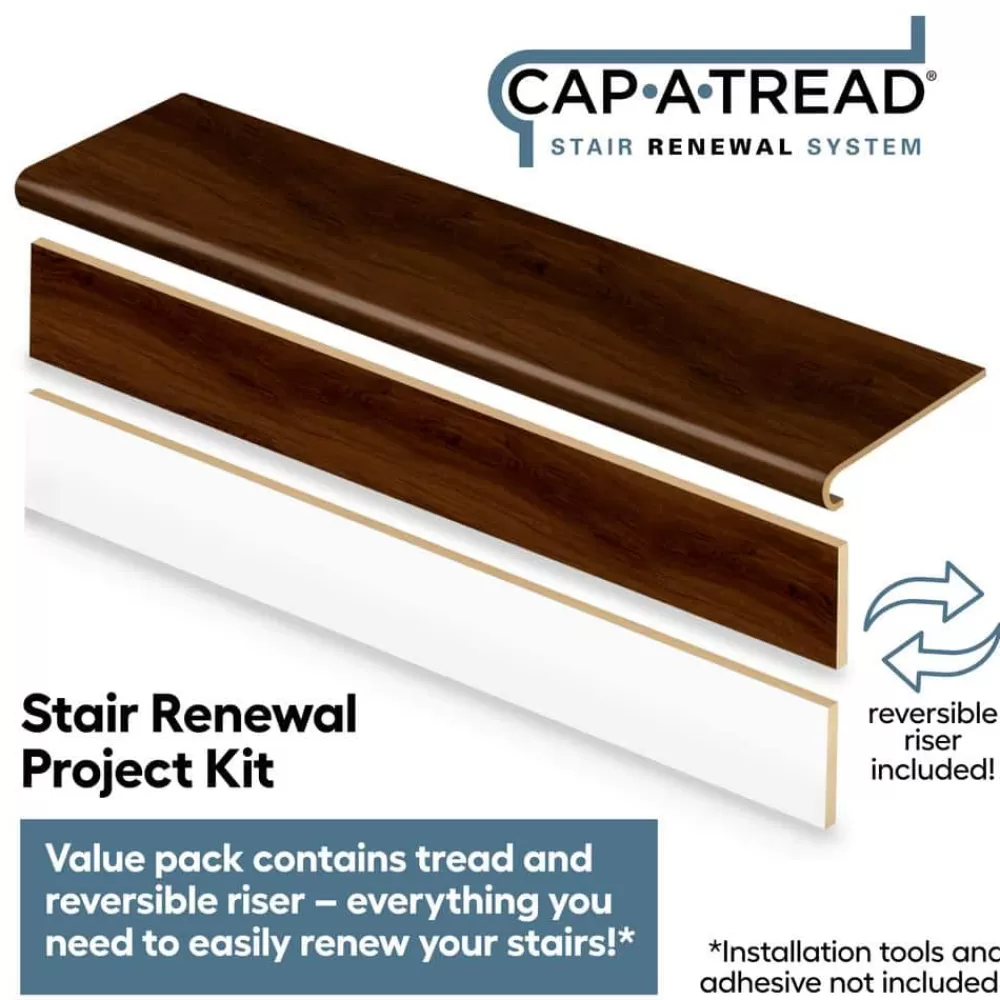Java Scraped Oak Stair Tread & Reversible Riser Kit 47 In. L X 12-1/8 In. W X 1-11/16 In. T To Cover Stairs 1 In. Thick By Cap A Tread | * Online