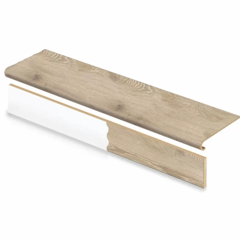 Larkmead Oak Stair Tread & Reversible Riser Kit 47 In. L X 12-1/8 In. W X 1-11/16 In. T To Cover Stairs 1 In. By Cap A Tread | * Sale
