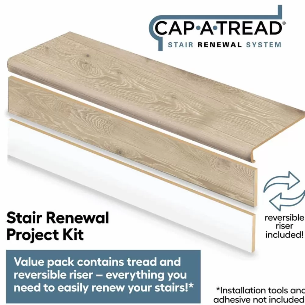 Larkmead Oak Stair Tread & Reversible Riser Kit 47 In. L X 12-1/8 In. W X 2-3/16 In. T For Stairs 1-1/8″ To 1-3/4″ T By Cap A Tread | * Fashion