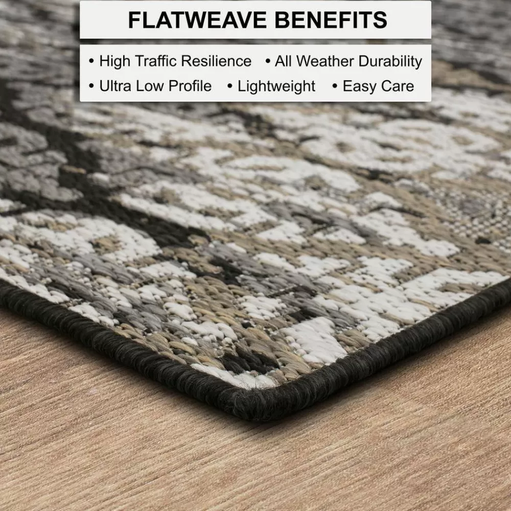 Marbella Dark Grey 5 Ft. 3 In. X 7 Ft. 6 In. Ikat Indoor/Outdoor Area Rug By Mohawk Home | * Sale