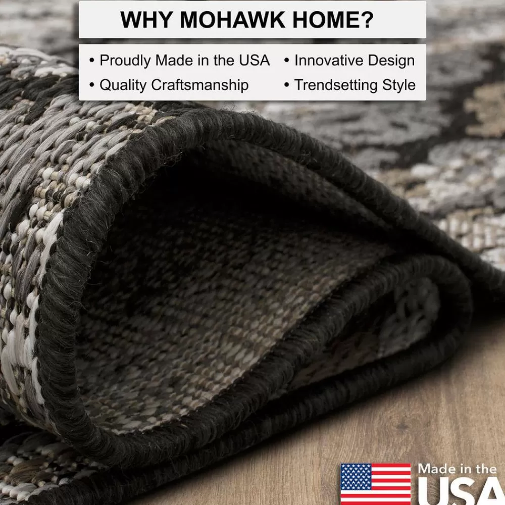 Marbella Dark Grey 5 Ft. 3 In. X 7 Ft. 6 In. Ikat Indoor/Outdoor Area Rug By Mohawk Home | * Sale