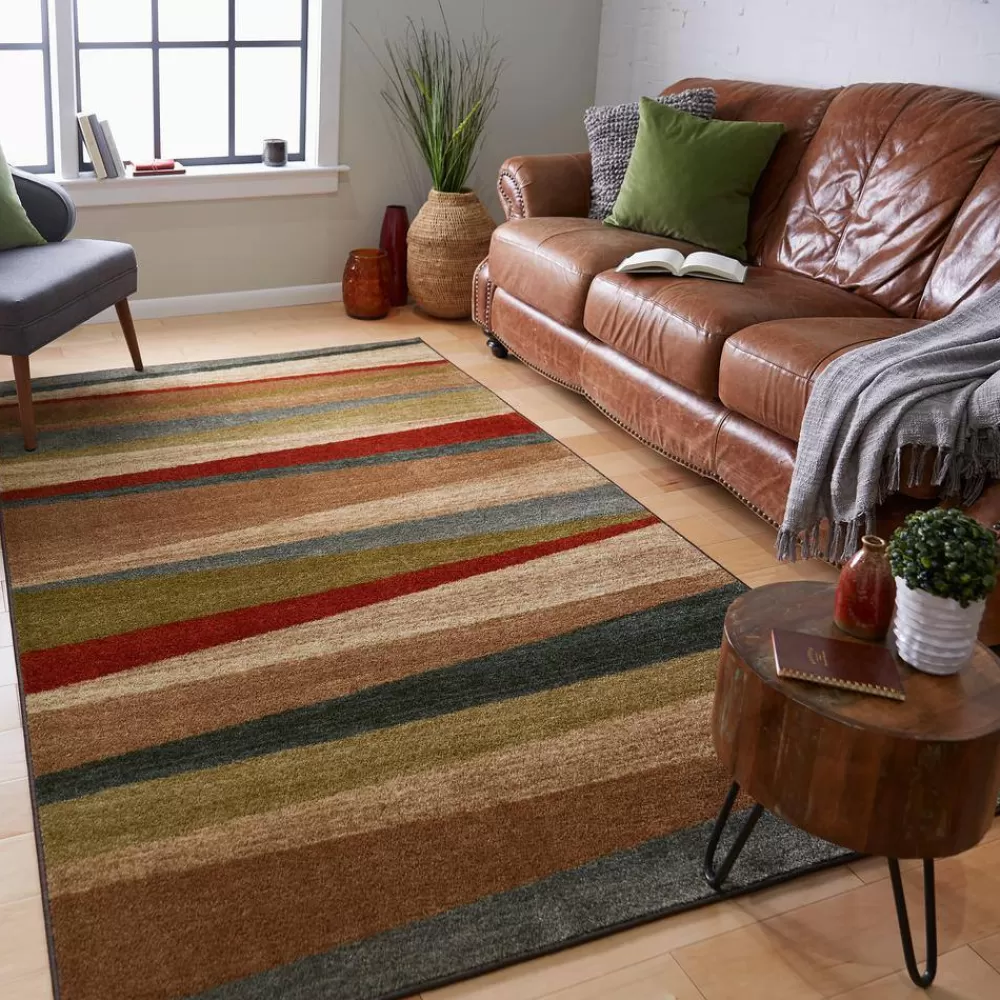 Mayan Sunset Sierra 5 Ft. X 8 Ft. Striped Area Rug By Mohawk Home | * Flash Sale