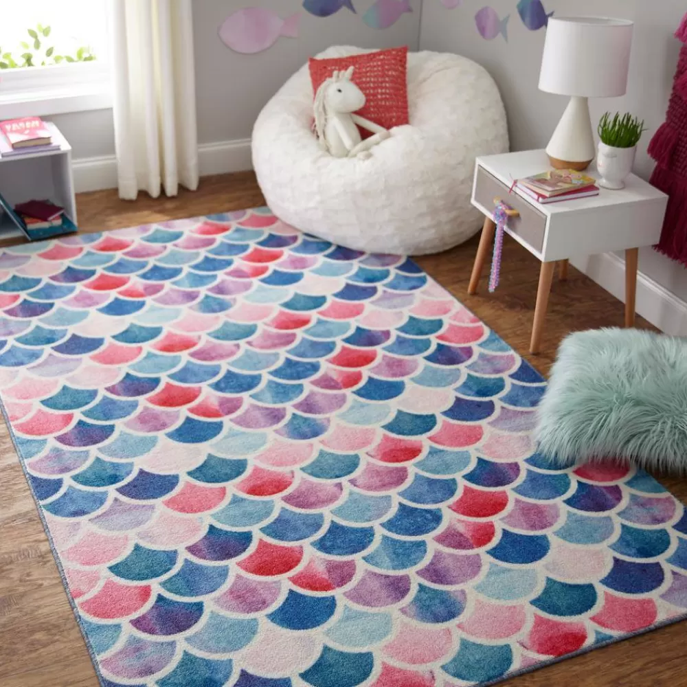 Mermaid Scales Pink 5 Ft. X 8 Ft. Whimsical Area Rug By Mohawk Home | * Sale