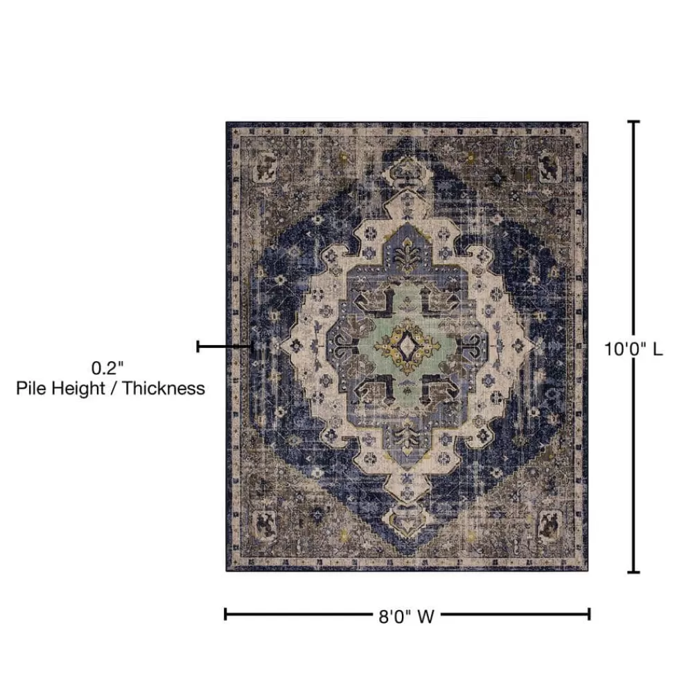 Pantaleone Indigo 8 Ft. X 10 Ft. Oriental Area Rug By Mohawk Home | * Clearance