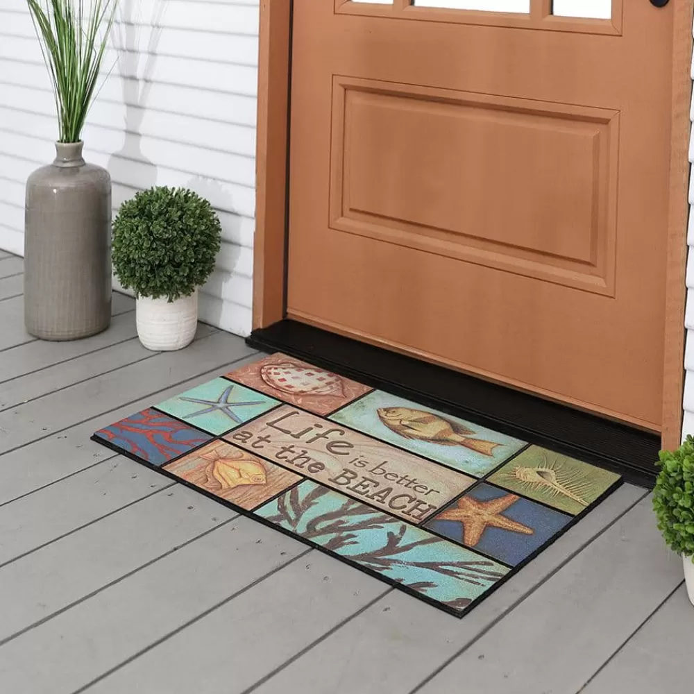 Patchwork Sand And Surf 18 In. X 30 In. Recycled Rubber Door Mat By Mohawk Home | * Best