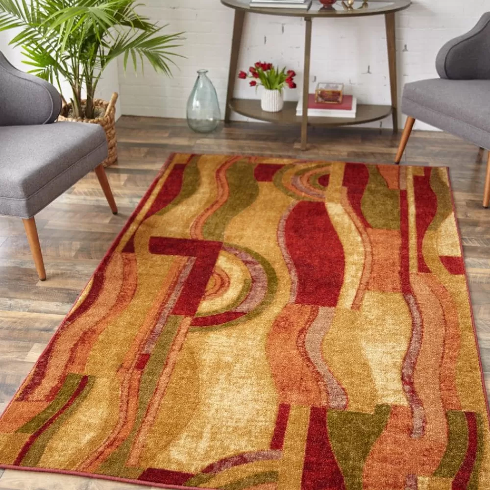 Piscasso Wine 2 Ft. X 5 Ft. Machine Washable Abstract Runner Rug By Mohawk Home | * Flash Sale