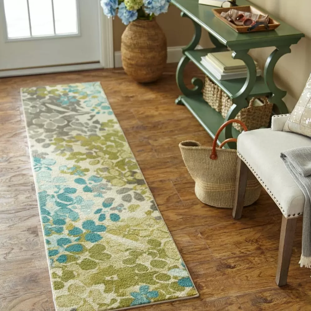 Radiance Aqua 2 Ft. X 8 Ft. Machine Washable Floral Runner Rug By Mohawk Home | * Clearance