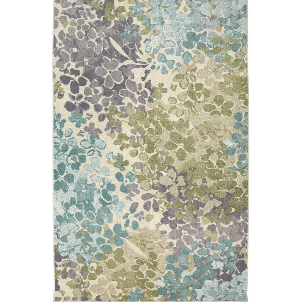 Radiance Aqua 4 Ft. X 5 Ft. Machine Washable Floral Area Rug By Mohawk Home | * Discount