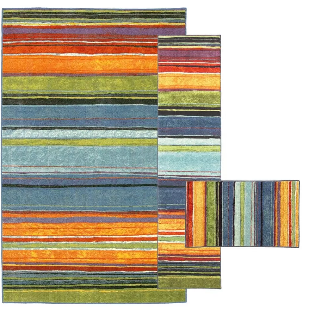 Rainbow Multi 7 Ft. 6 In. X 10 Ft. Striped Area Rug 3-Piece Set By Mohawk Home | * New