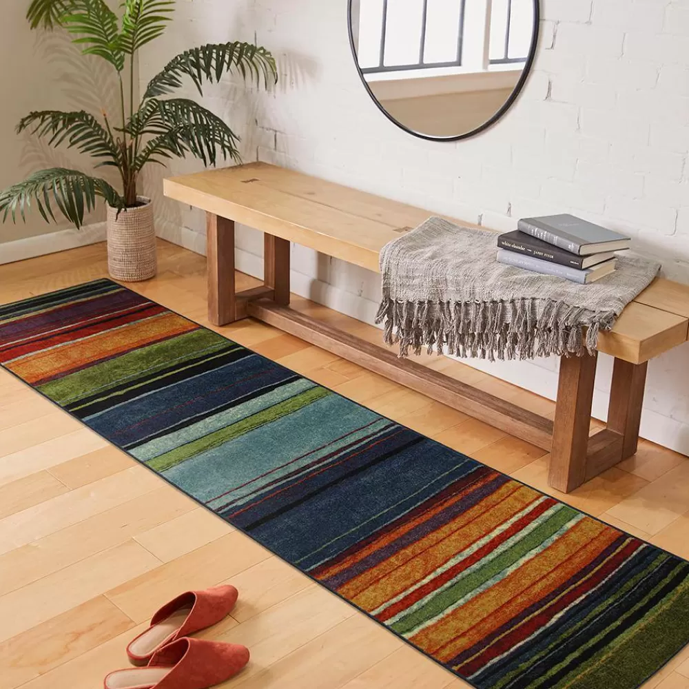 Rainbow Multi 7 Ft. 6 In. X 10 Ft. Striped Area Rug 3-Piece Set By Mohawk Home | * New
