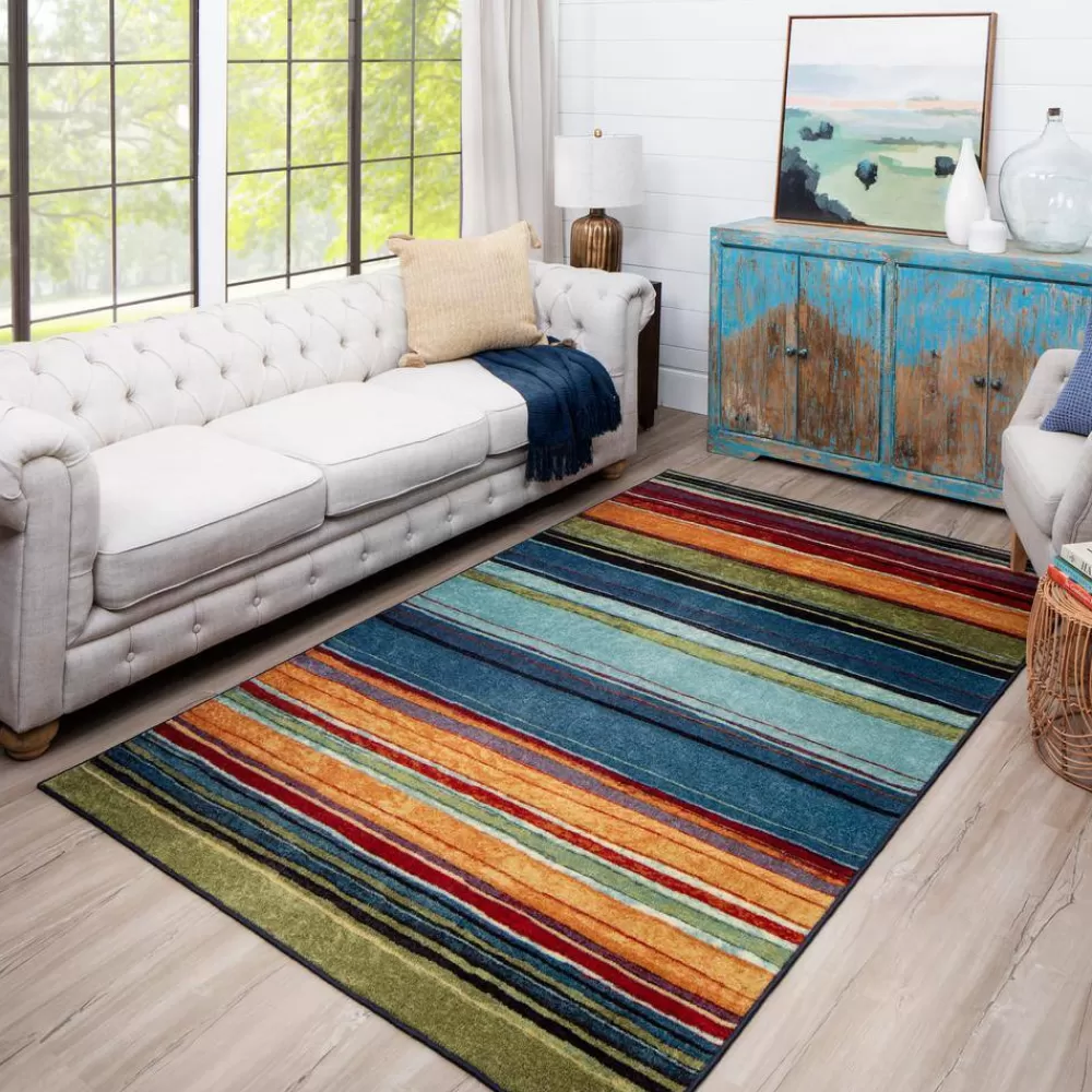 Rainbow Multi 7 Ft. 6 In. X 10 Ft. Striped Area Rug 3-Piece Set By Mohawk Home | * New