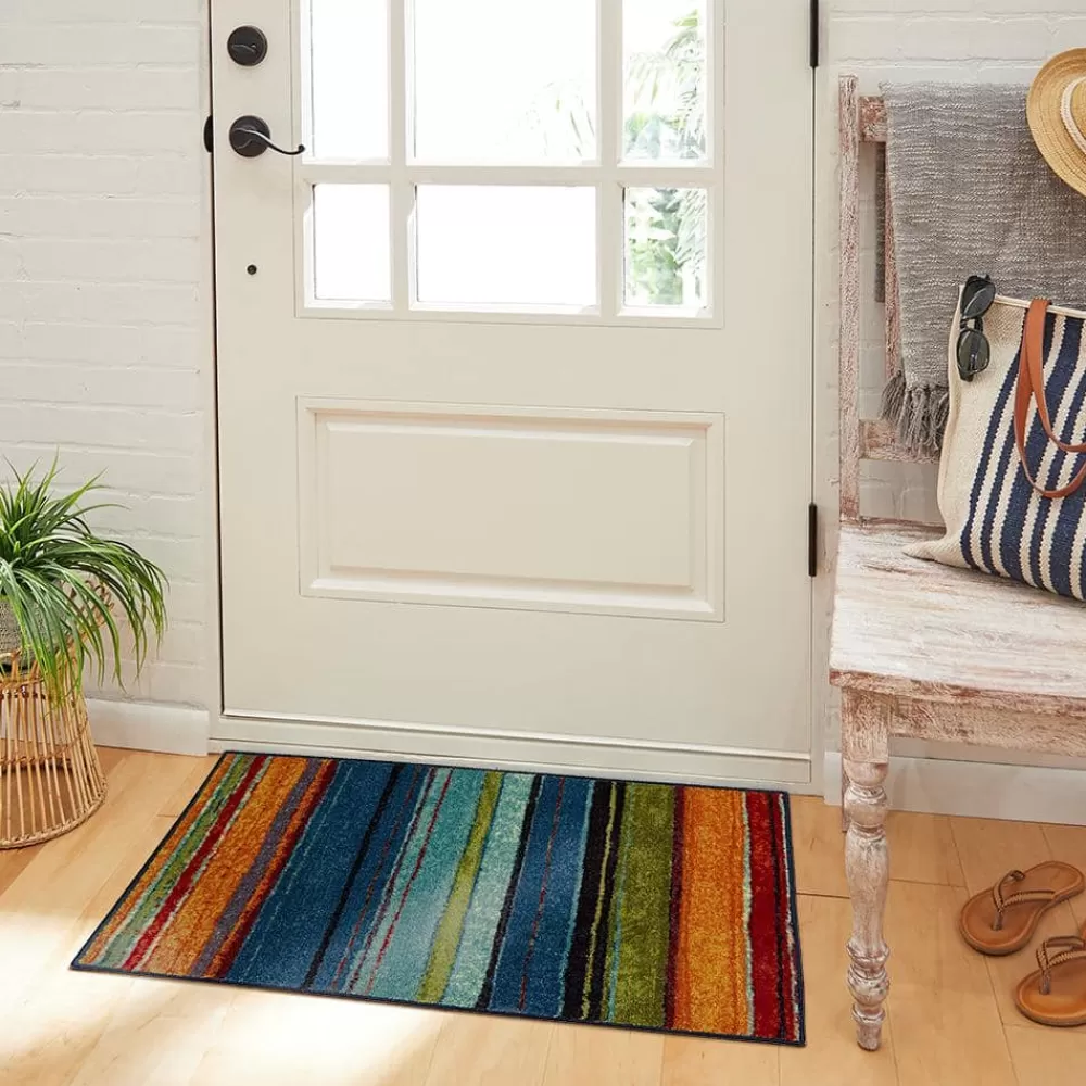 Rainbow Multi 7 Ft. 6 In. X 10 Ft. Striped Area Rug 3-Piece Set By Mohawk Home | * New