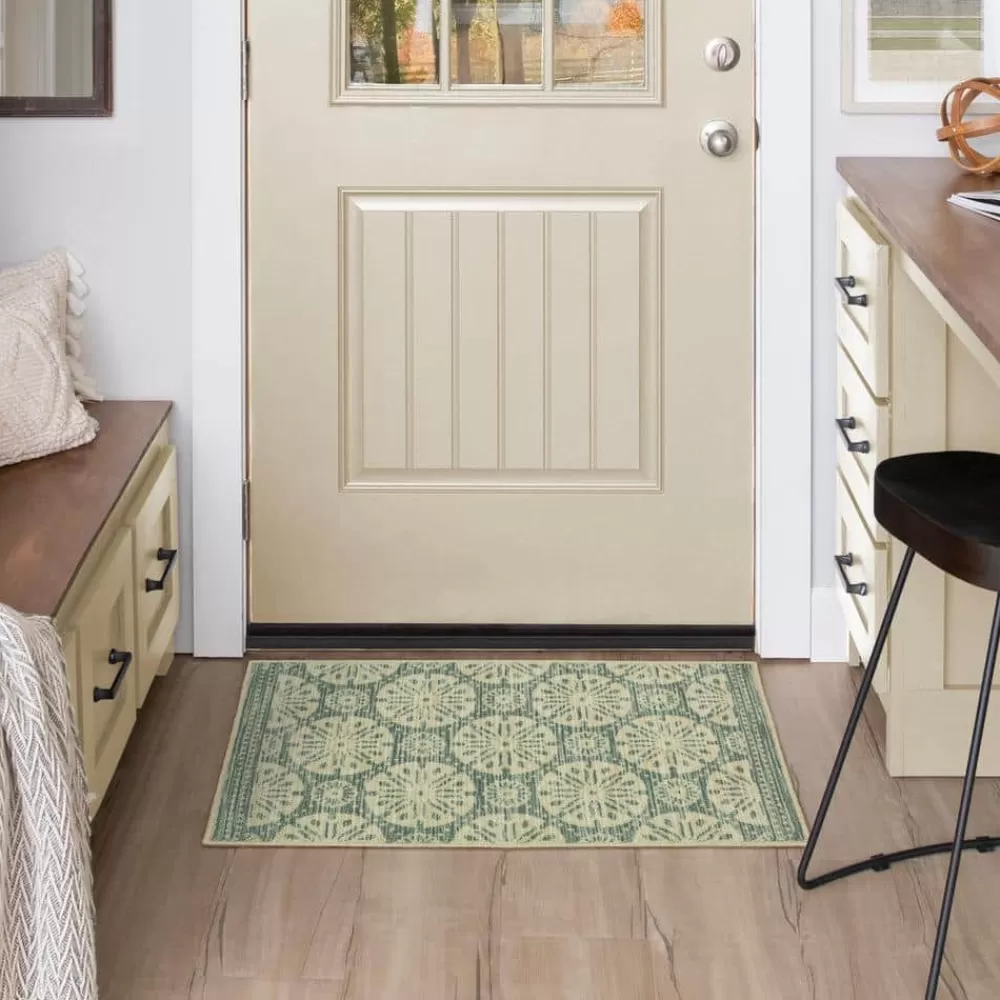 Sand Dollar Aqua 1 Ft. 8 In. X 2 Ft. 10 In. Medallion Machine Washable Area Rug By Mohawk Home | * Shop