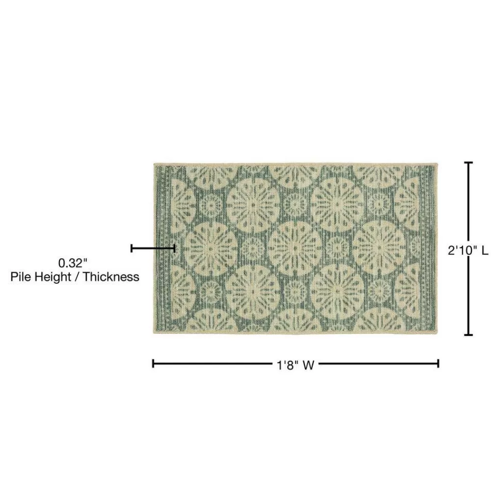 Sand Dollar Aqua 1 Ft. 8 In. X 2 Ft. 10 In. Medallion Machine Washable Area Rug By Mohawk Home | * Shop