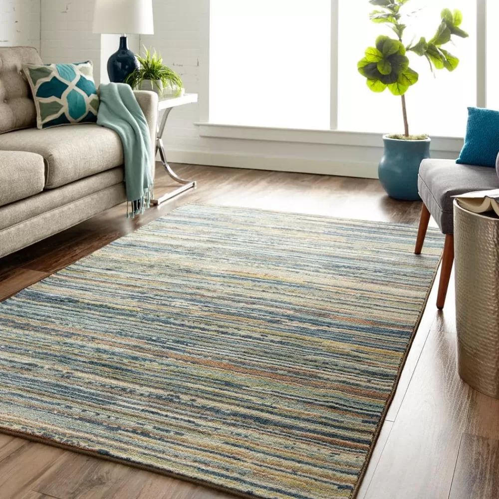 Santos Blue 8 Ft. X 10 Ft. Striped Area Rug By Mohawk Home | * Best