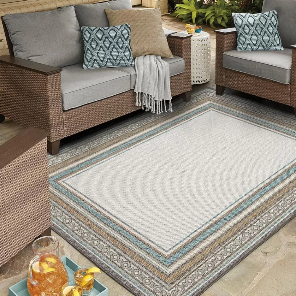 Seaside Border Light Grey 8 Ft. X 10 Ft. Geometric Indoor/Outdoor Area Rug By Mohawk Home | * Clearance