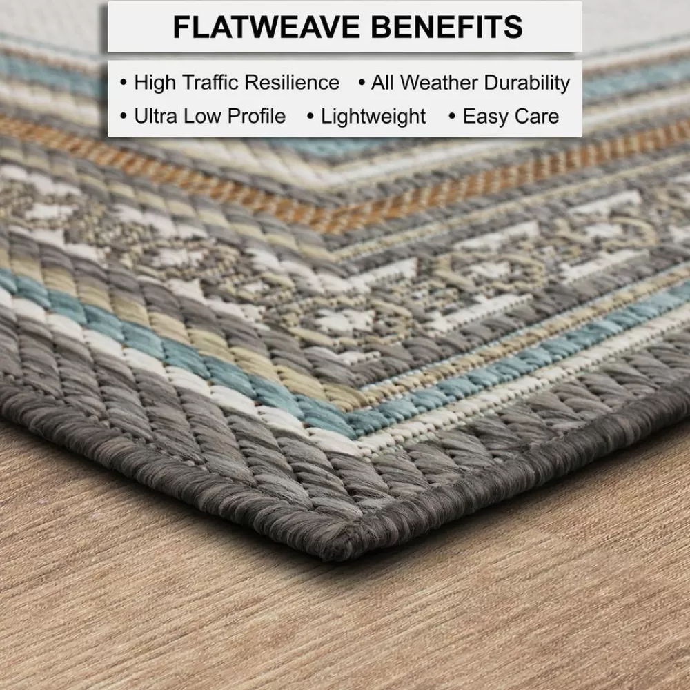Seaside Border Light Grey 8 Ft. X 10 Ft. Geometric Indoor/Outdoor Area Rug By Mohawk Home | * Clearance