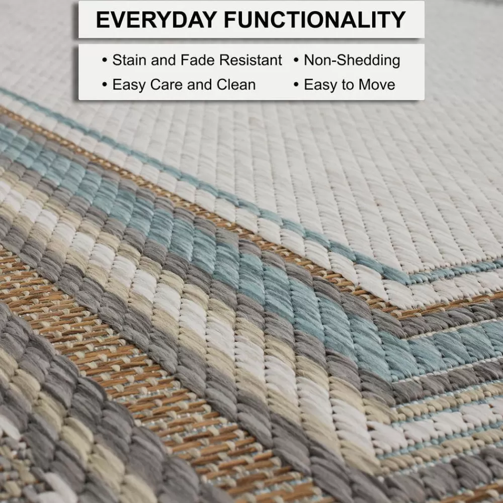 Seaside Border Light Grey 8 Ft. X 10 Ft. Geometric Indoor/Outdoor Area Rug By Mohawk Home | * Clearance