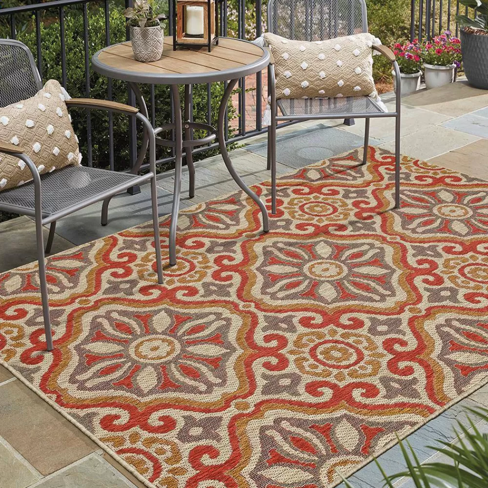 Sorrento Rust 10 Ft. X 13 Ft. Geometric Indoor/Outdoor Area Rug By Mohawk Home | * Outlet