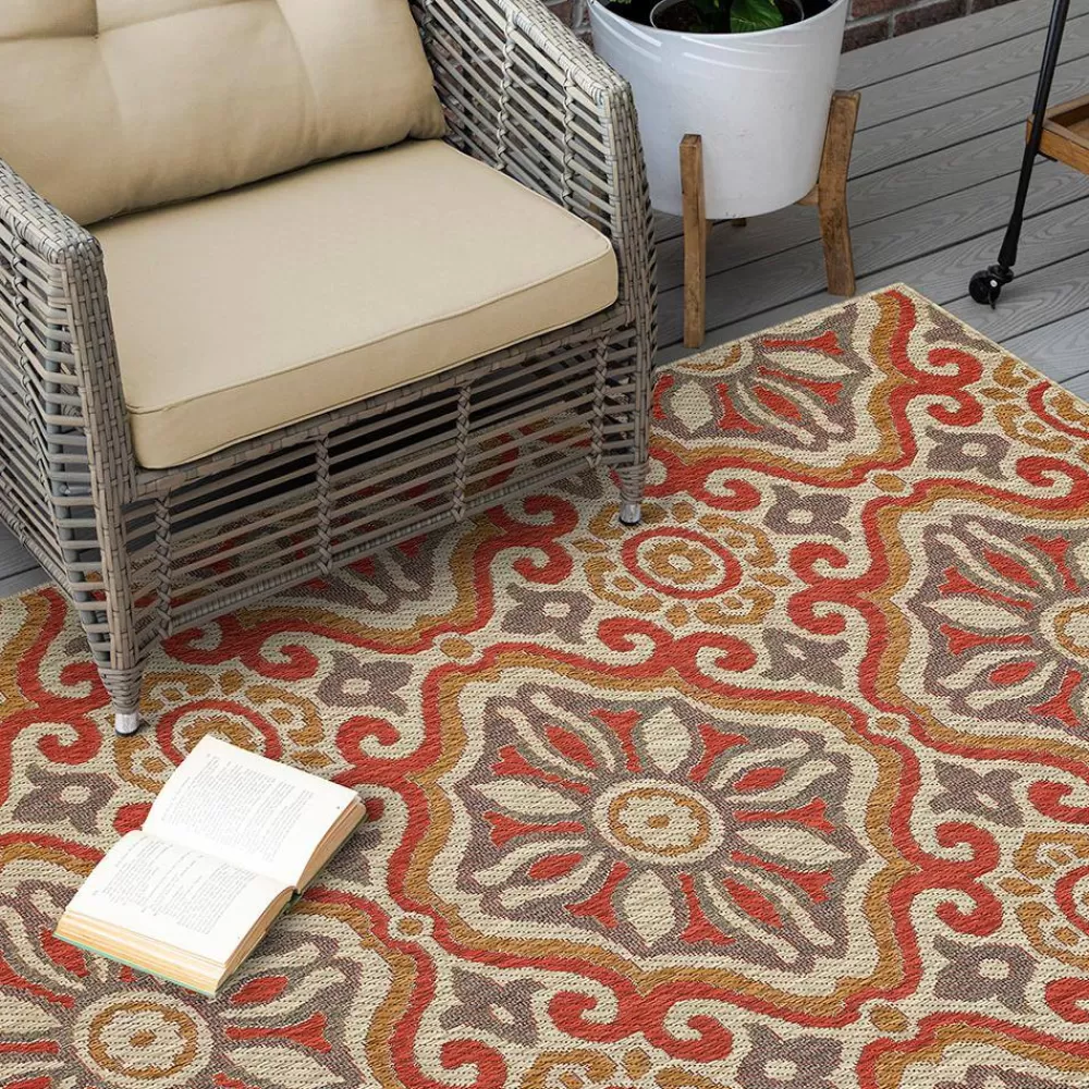 Sorrento Rust 10 Ft. X 13 Ft. Geometric Indoor/Outdoor Area Rug By Mohawk Home | * Outlet