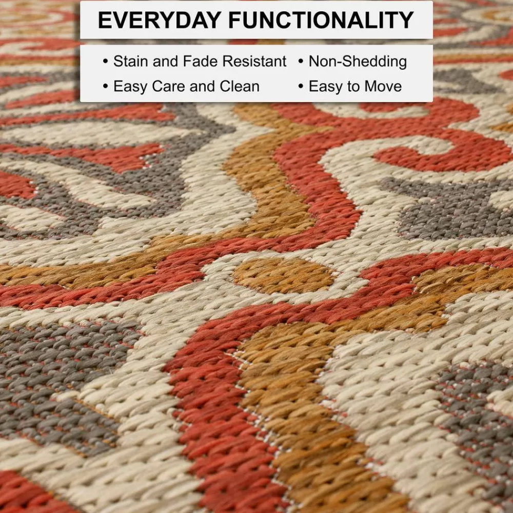 Sorrento Rust 10 Ft. X 13 Ft. Geometric Indoor/Outdoor Area Rug By Mohawk Home | * Outlet