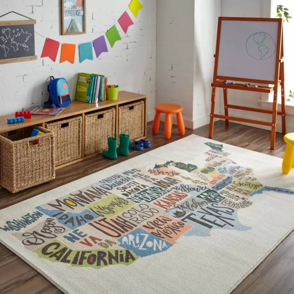 States Map Multi 5 Ft. X 8 Ft. Themed Area Rug By Mohawk Home | * Hot