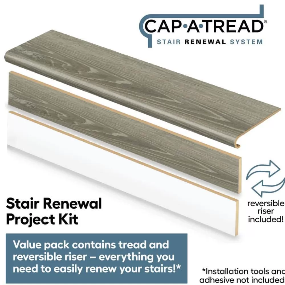Sterling Oak Stair Tread And Reversible Riser Kit 47 In. L X 12-1/8 In. W X 1-11/16 In. T For Stairs 1 In. Thick By Cap A Tread | * Clearance