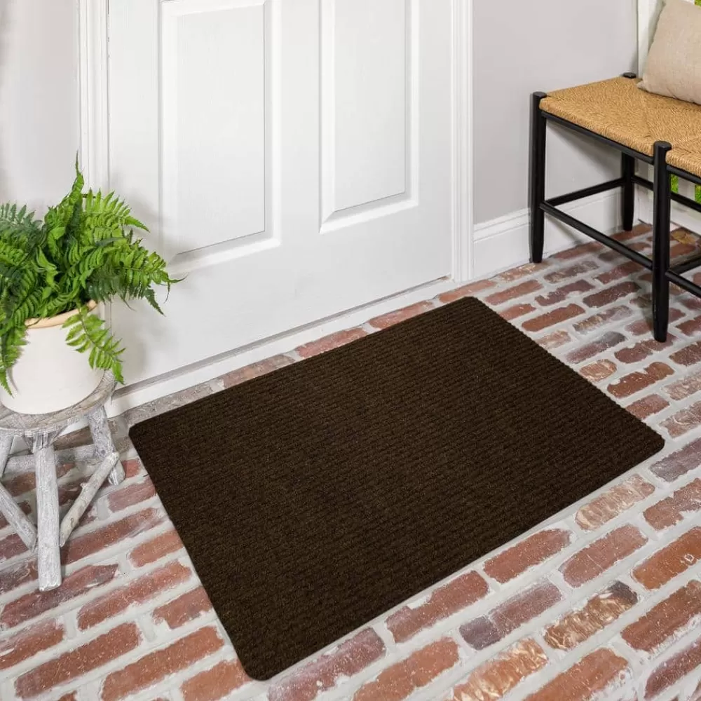 Striped Utility Mat Brown Indoor/Outdoor 24 In. X 60 In. Utility Door Mat By Mohawk Home | * Sale