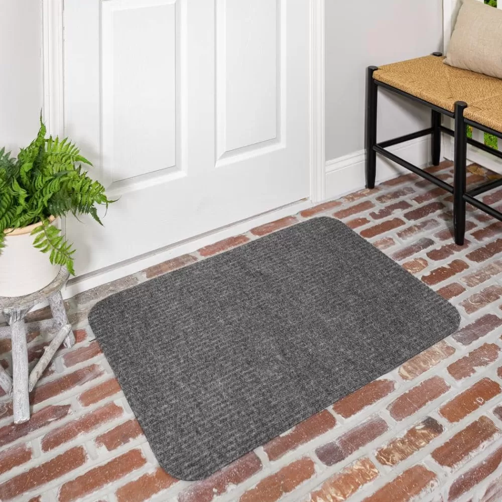 Striped Utility Mat Grey Indoor/Outdoor 24 In. X 60 In. Utility Door Mat By Mohawk Home | * Discount