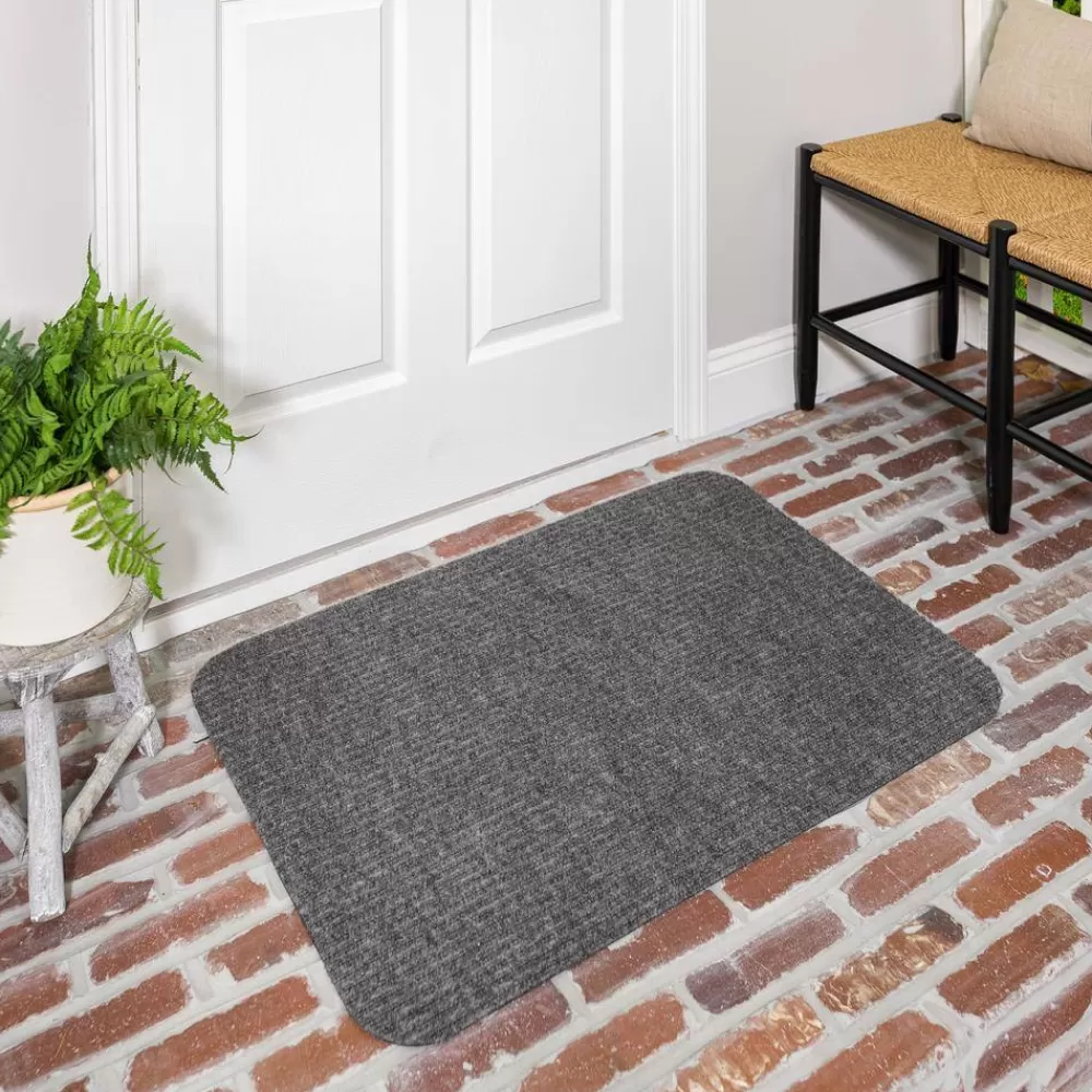 Striped Utility Mat Grey Indoor/Outdoor 36 In. X 48 In. Utility Door Mat By Mohawk Home | * Best Sale
