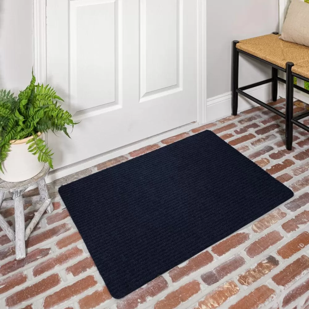Striped Utility Mat Indigo Indoor/Outdoor 24 In. X 60 In. Utility Door Mat By Mohawk Home | * Sale