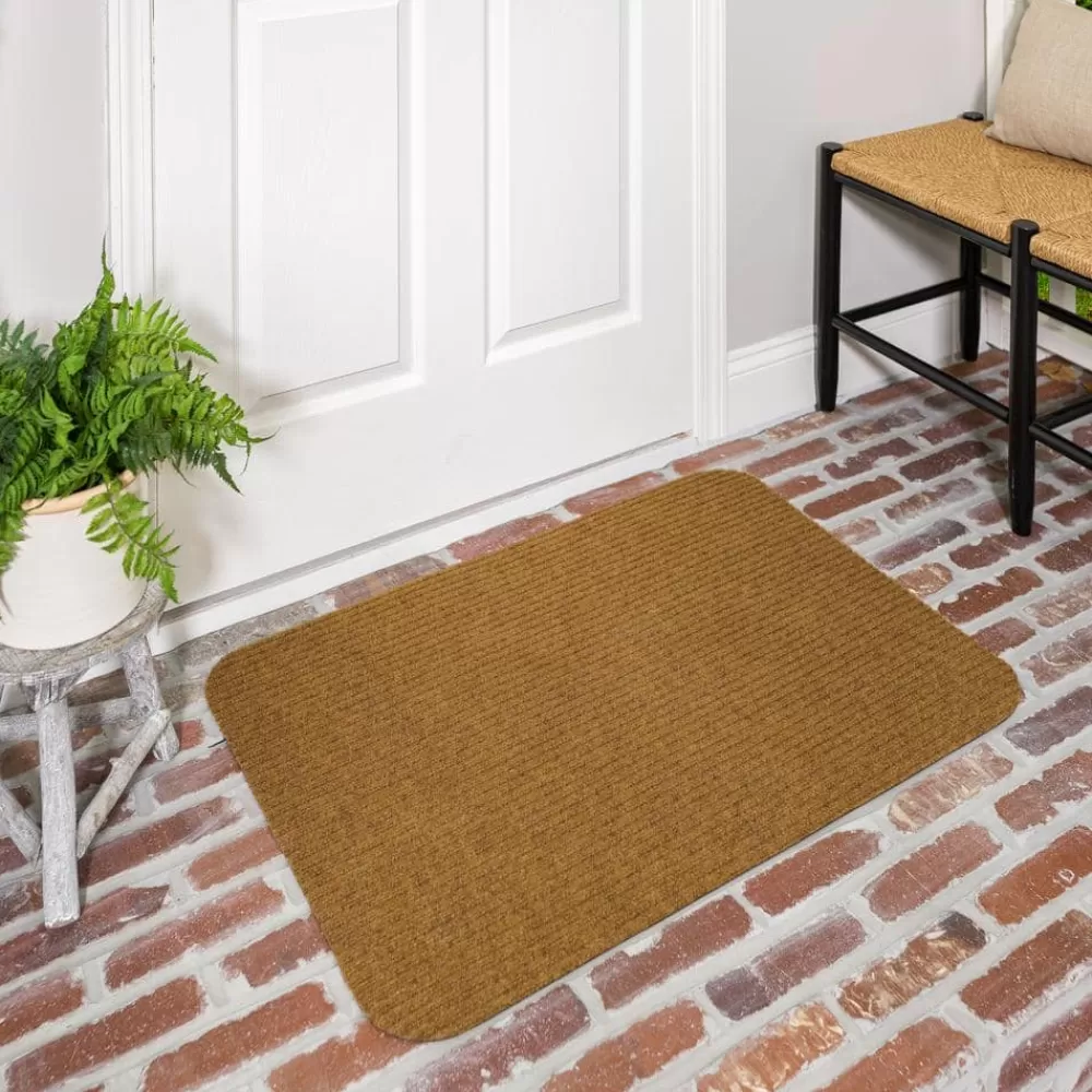 Striped Utility Mat Tan Indoor/Outdoor 24 In. X 60 In. Utility Door Mat By Mohawk Home | * Discount