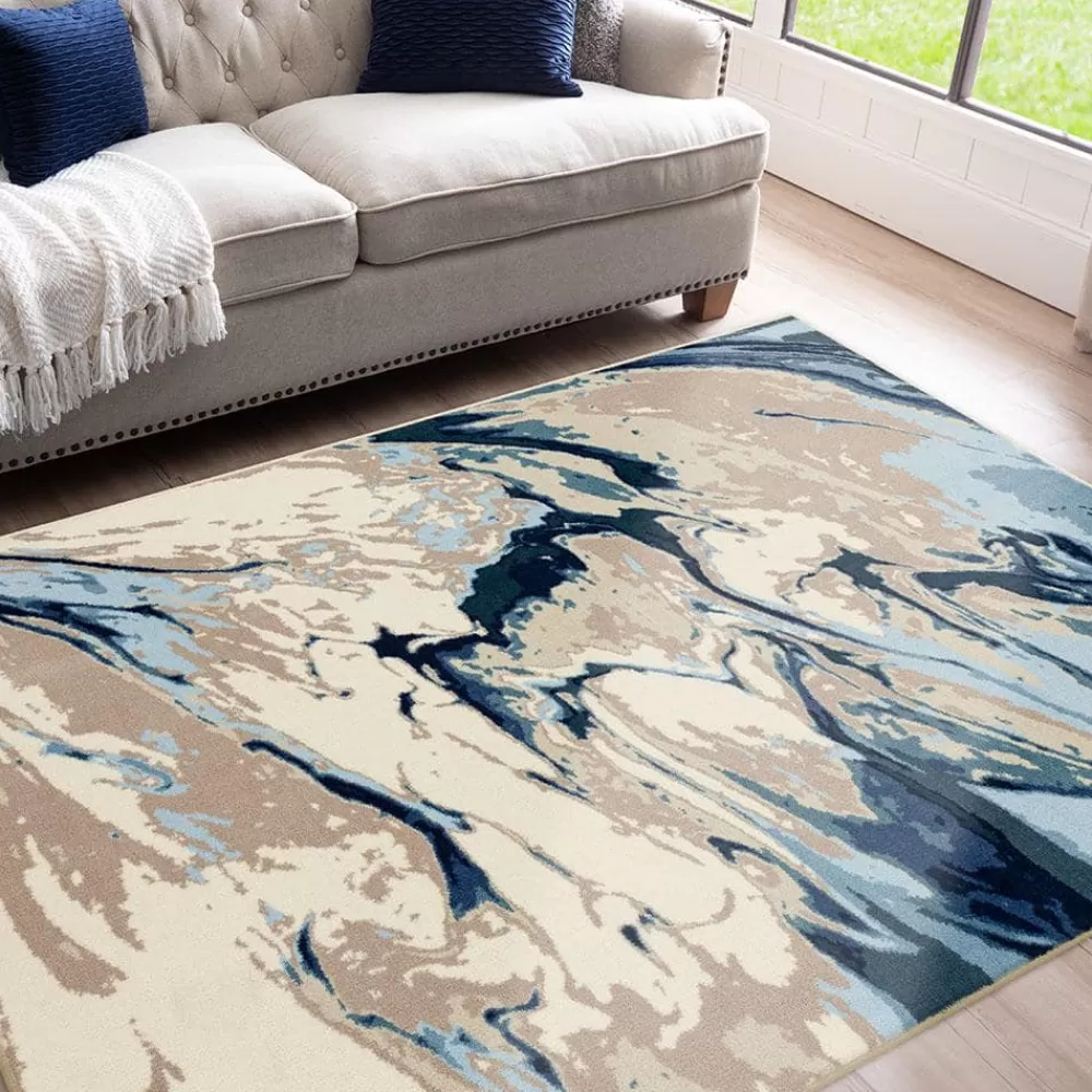 Swirls Blue 7 Ft. 6 In. X 10 Ft. Indoor Area Rug By Mohawk Home | * Store