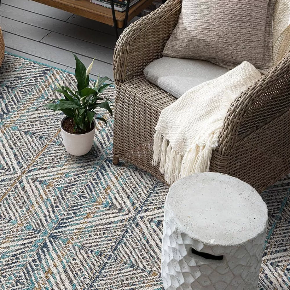 Tahoe Quilt Blue 8 Ft. X 10 Ft. Geometric Indoor/Outdoor Area Rug By Mohawk Home | * Best Sale