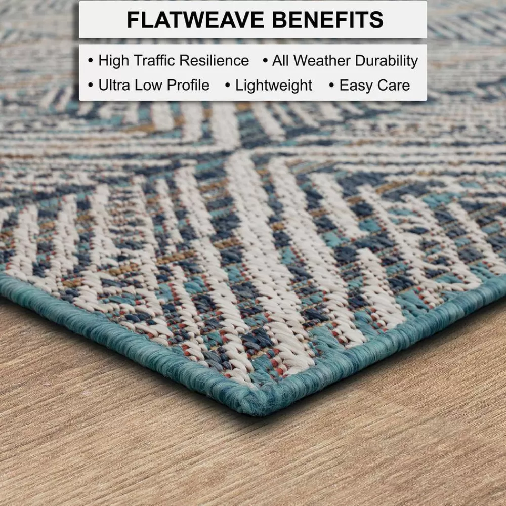 Tahoe Quilt Blue 8 Ft. X 10 Ft. Geometric Indoor/Outdoor Area Rug By Mohawk Home | * Best Sale